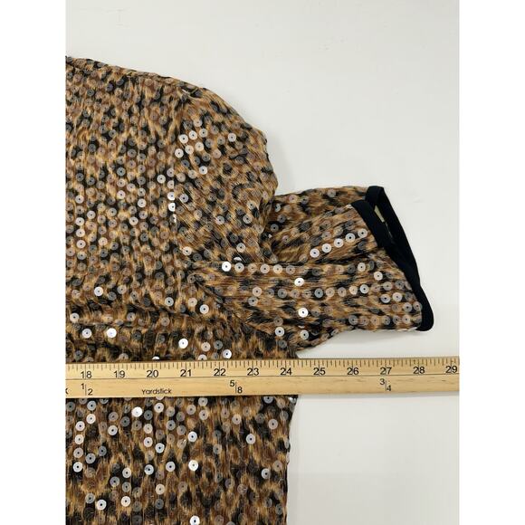 Elisabeth Liz Claiborne Womens Dress Size 16 Animal Print Sequin Short Sleeve - Picture 10 of 15